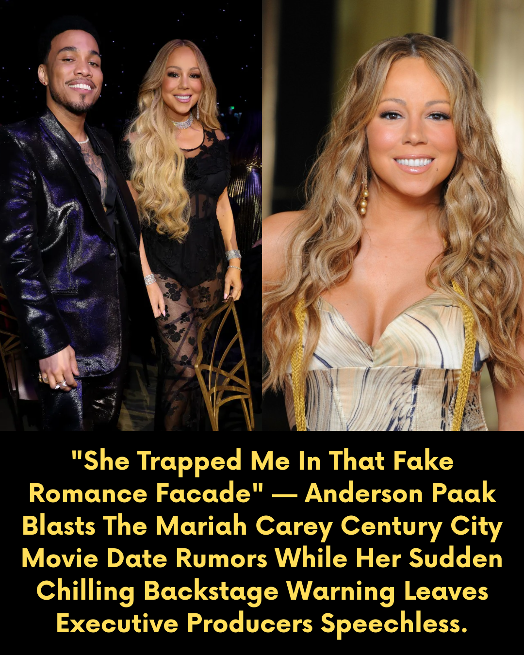 “She Trapped Me In That Fake Romance Facade” — Anderson Paak Blasts The Mariah Carey Century City Movie Date Rumors While Her Sudden Chilling Backstage Warning Leaves Executive Producers Speechless.
